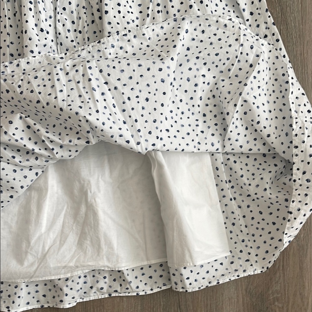 J. Crew White and Navy Spotted A-Line Skirt Cotton with Crisp Cotton Slip S - Picture 4 of 5